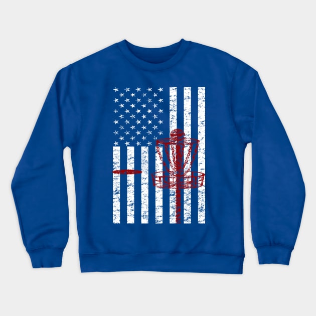 Disc Golf American Flag Patriotic Disc Golf T-shirt Crewneck Sweatshirt by TeeCreations